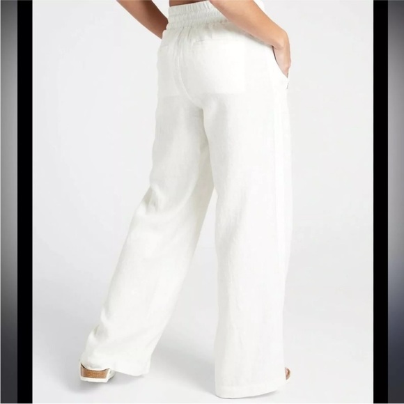 Athleta Cabo Linen Wide Leg Pant, Calla Lily SIZE 0, drawstring travel pant EUC! - Picture 2 of 16